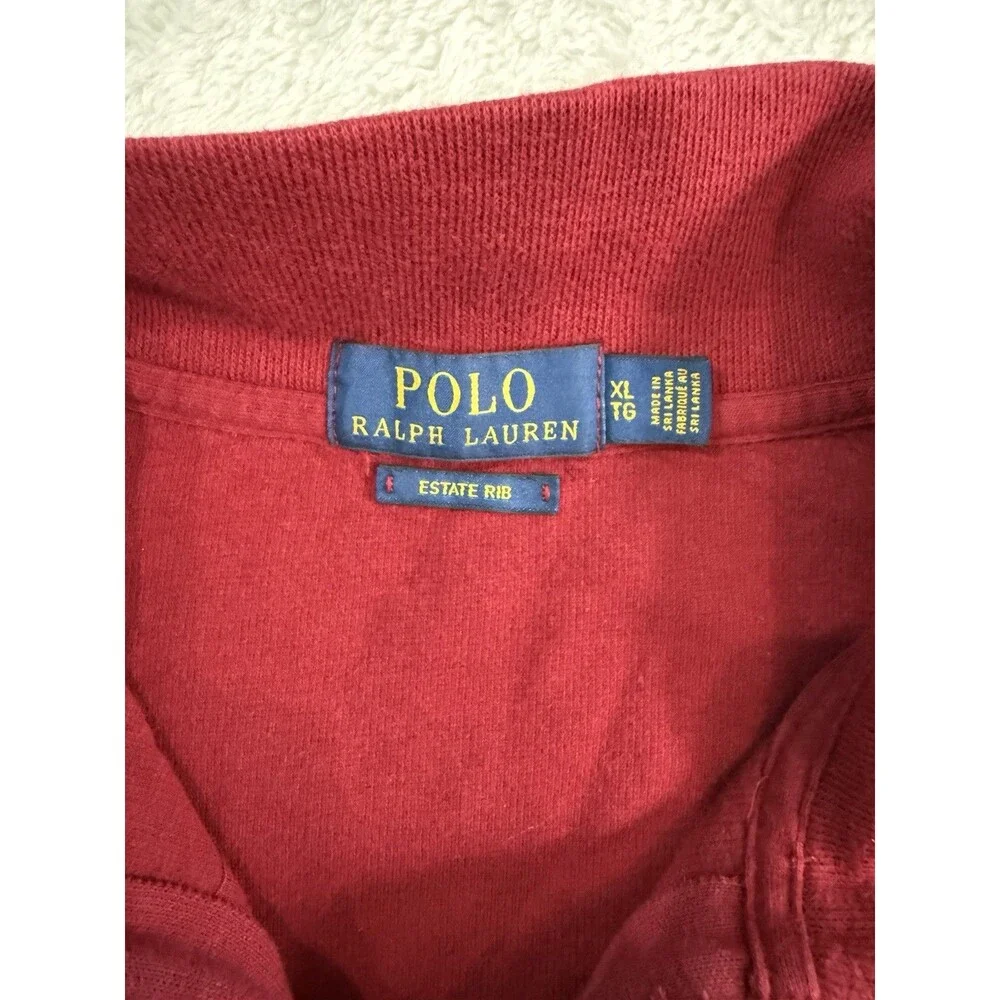 Polo Ralph Lauren Men's Red Estate Rib Quarter Zip Pullover Size XL Flesh Pony